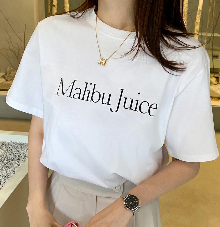 Malibu Juiceレタリング半袖Tシャツ・全4色・t67081 レディース 【tops】トップス Tシャツ 半袖 ハーフスリーブ ロゴ ロゴT カジュアル ラフ シンプル ラウンドネック 春 夏 韓国ファッション
