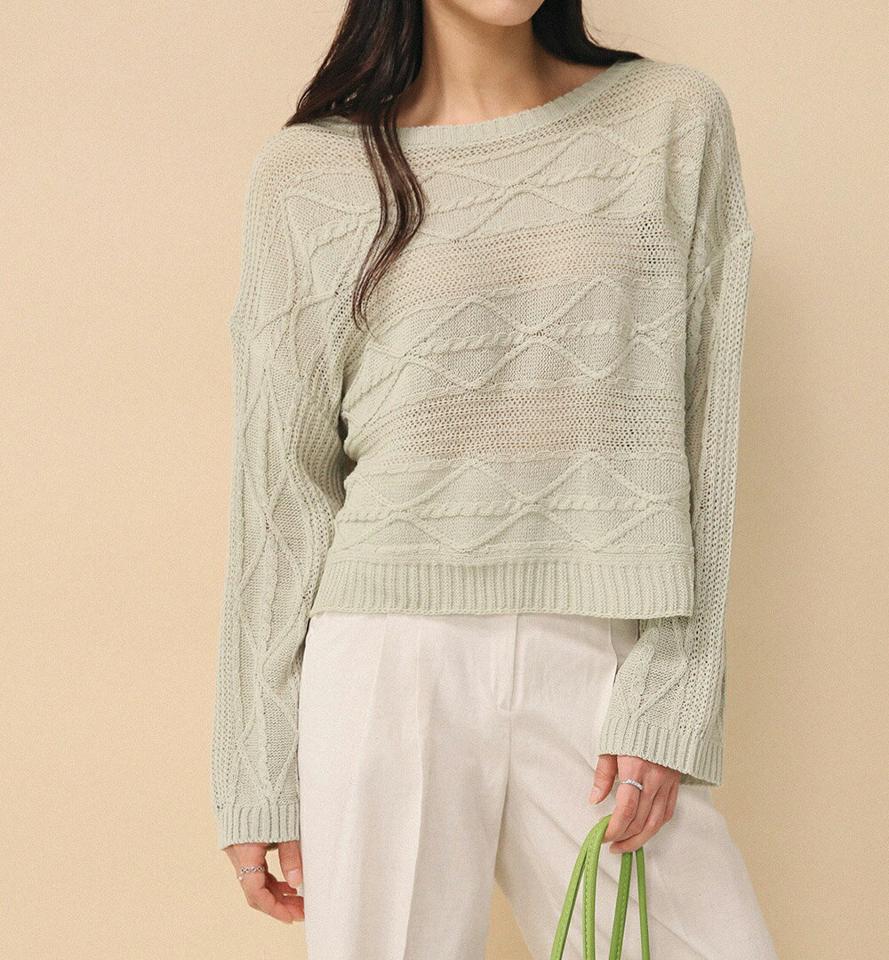ボートネックケーブルニット・全6色・t00315 レディース 【tops】トップス ニット 長袖 単色 ケーブル 編み 模様 柄 クロップド丈 ドロップショルダー 春 秋 カジュアル かわいい 可愛い シンプル ベーシック 韓国ファッション ハイホリHIHOLLI