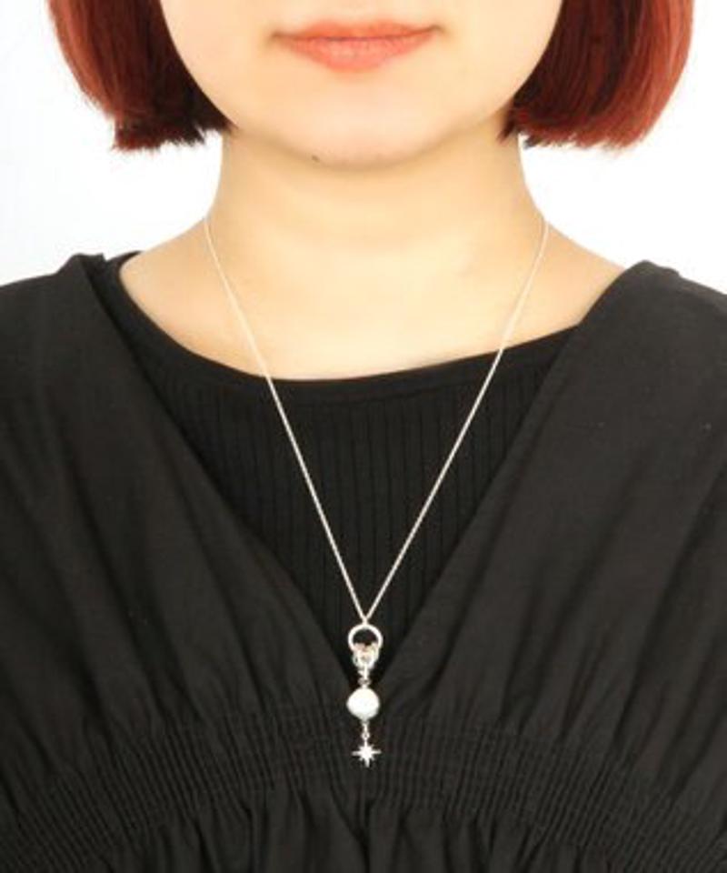 パール×八芒星ガラス装飾ネックレス(スターリングシルバー)