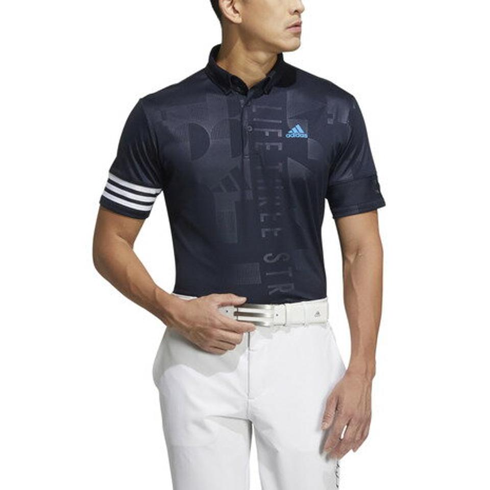 アディダス（adidas） ゴルフウェア *ECO* 吸水 吸汗 エンボスプリント ボタンダウン半袖ポロシャツ WP187-HA0227IN （メンズ）