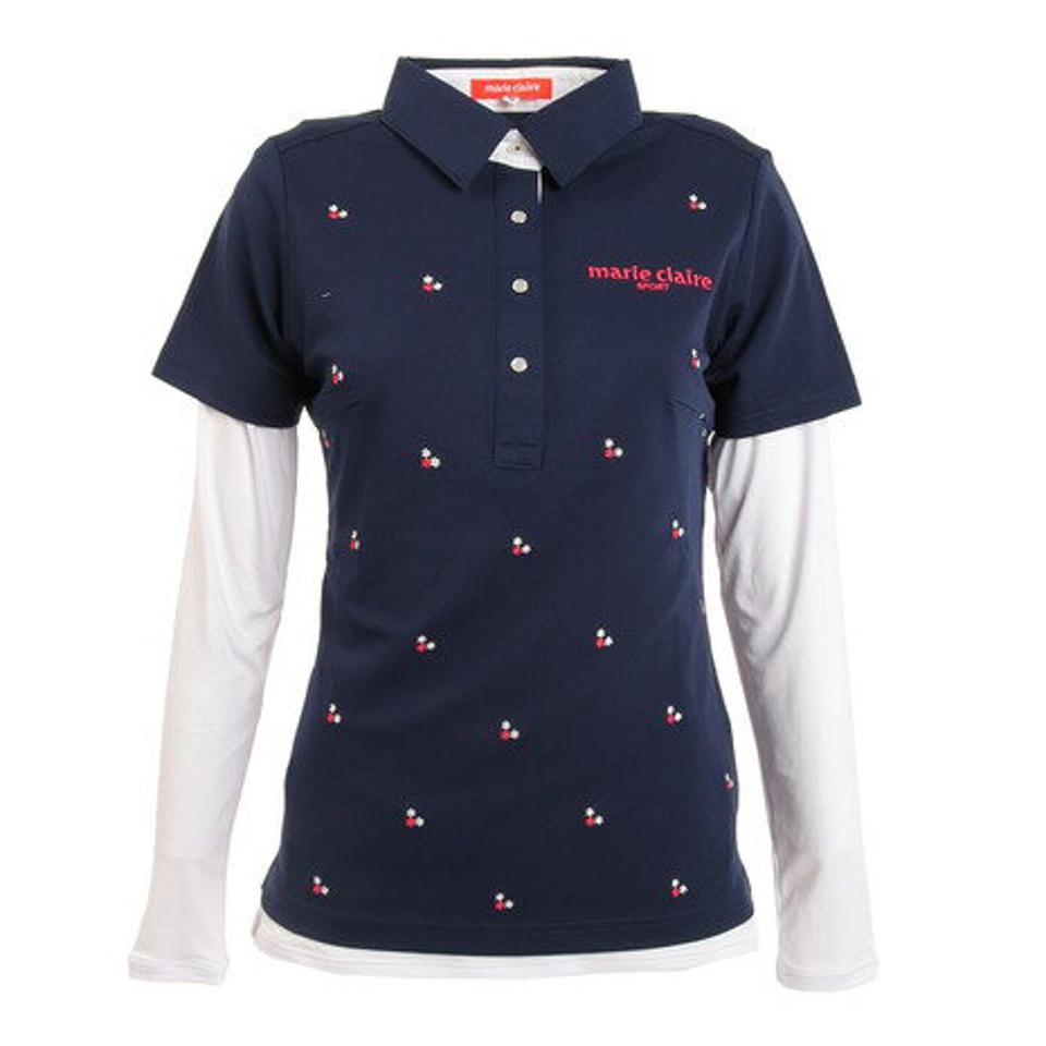 マリ・クレール スポール（marie claire sport） ゴルフウェア 吸汗速乾 UVカット ひんやり 半袖ポロシャツ+インナーセット 712506-NV （レディース）
