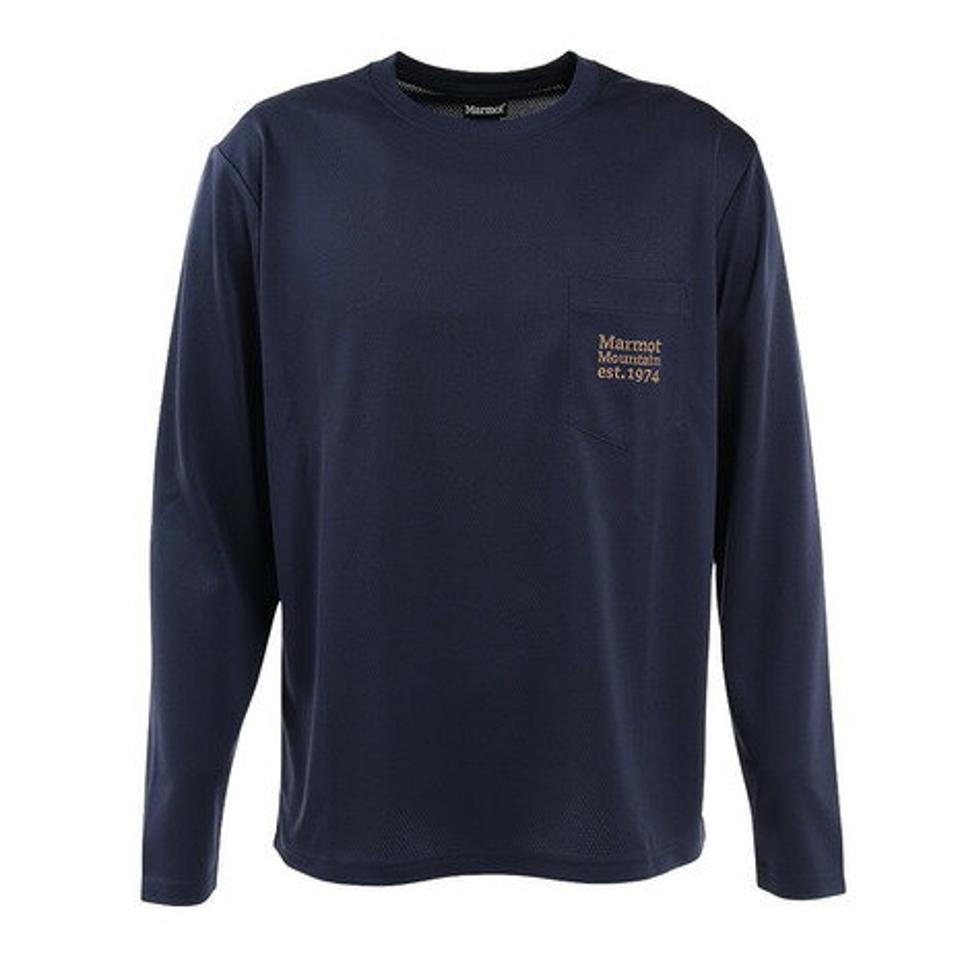【5/15限定 エントリー＆3点以上ご購入でP最大10倍】マーモット（Marmot） ポケットロゴティー ロイヤルネイビー TOMTJB82XB RNV 長袖シャツ ロンT トップス カジュアル アウトドア スポーツ UVカット （メンズ）