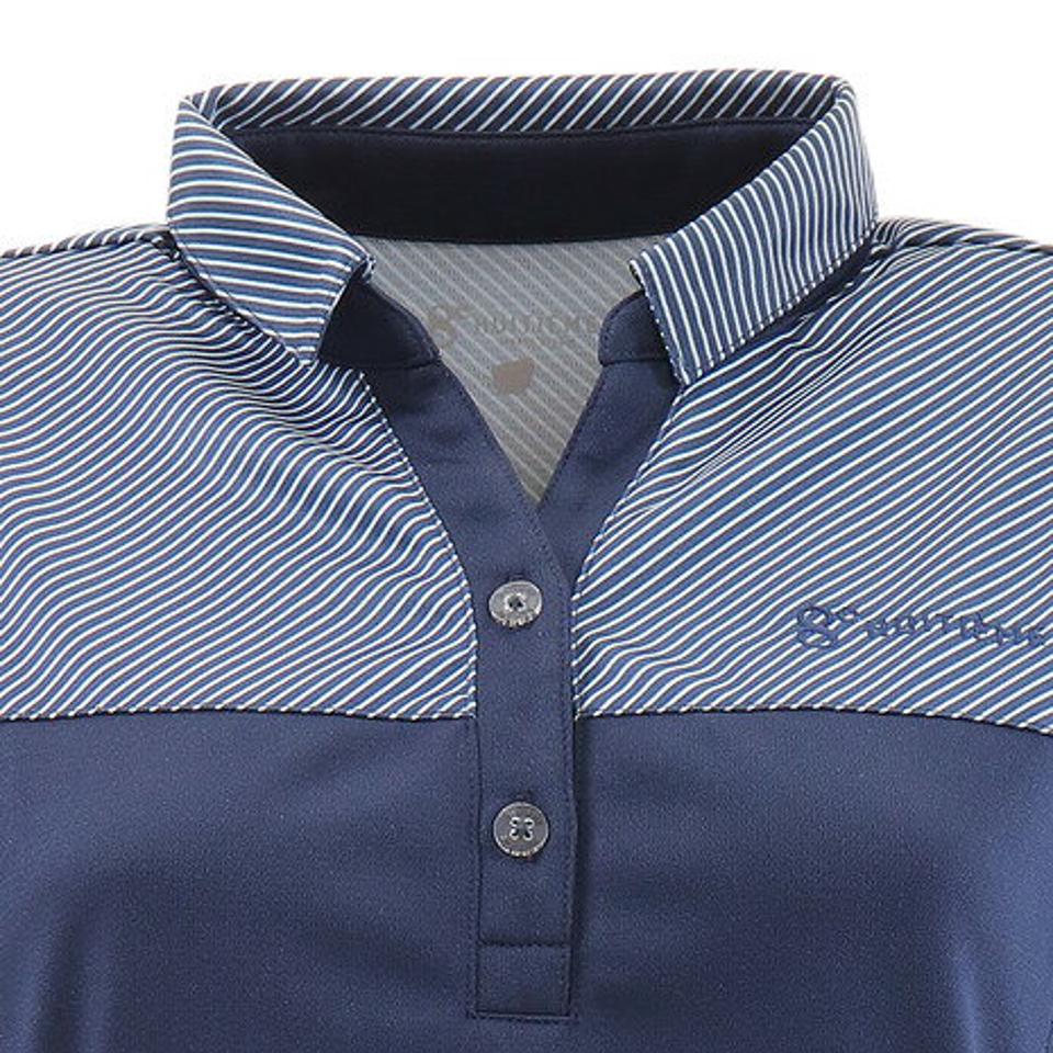 ウィッテム（HUITIEME）（レディース）テニス ストライプ 半袖ポロシャツ HU20S03LS733001NVY 【吸汗速乾/UVカット】