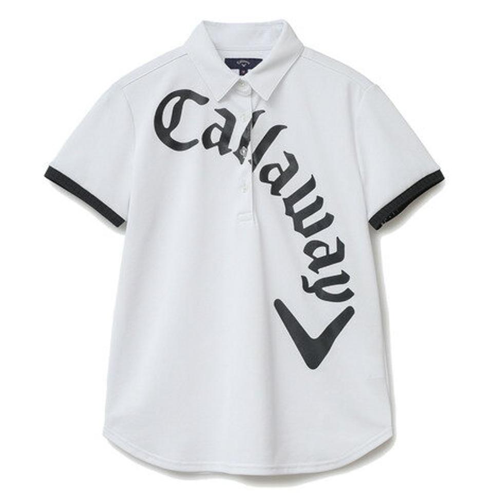 キャロウェイ(CALLAWAY) ゴルフウェア 吸汗速乾 UVカット 高通気で涼しい♪ ロゴプリント ウインドセンサーカノコ 半袖ポロシャツ C22134212-1030 (レディース)