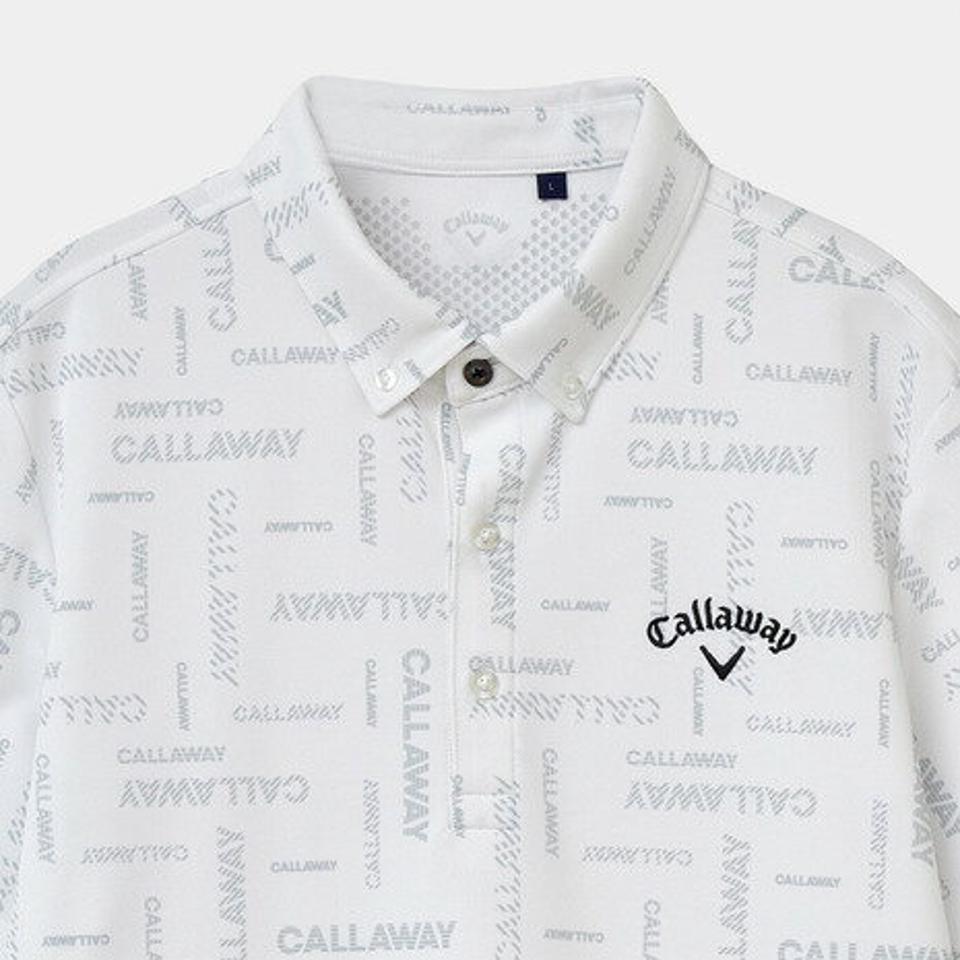 キャロウェイ（CALLAWAY） ゴルフウェア 吸汗速乾 UVカット 高通気 タイポグラフィ プリントカノコ 半袖ポロシャツ C22134107-1030 （メンズ）