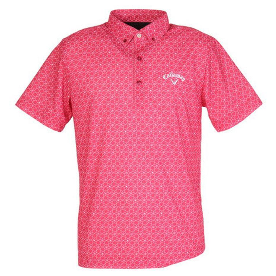 キャロウェイ（CALLAWAY） ゴルフウェア 幾何学フラワープリント鹿の子ボタンダウン半袖シャツ C22134105 （メンズ）
