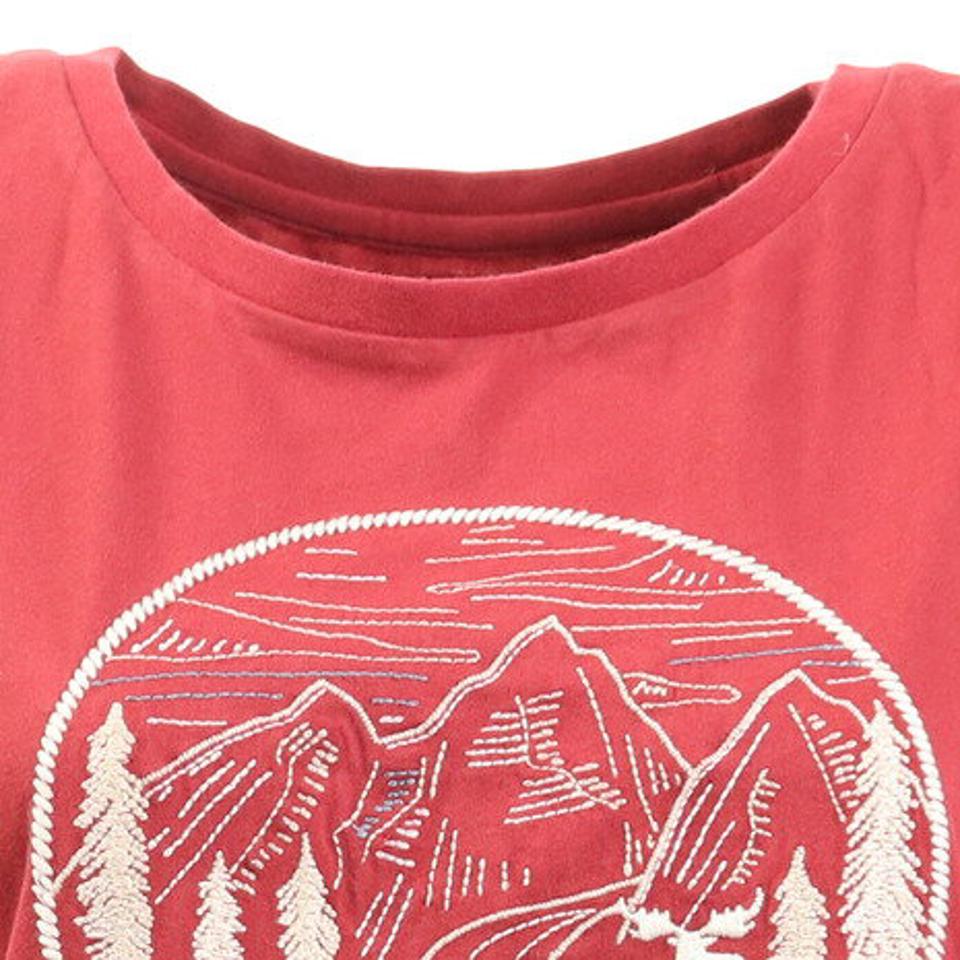 【5/15限定 エントリー＆3点以上ご購入でP最大10倍】エルケクス（ELKEX） Tシャツ レディース 半袖 ロング丈 EMBROIDERY チュニック 882EK0UK3232RED レッド 赤 （レディース）