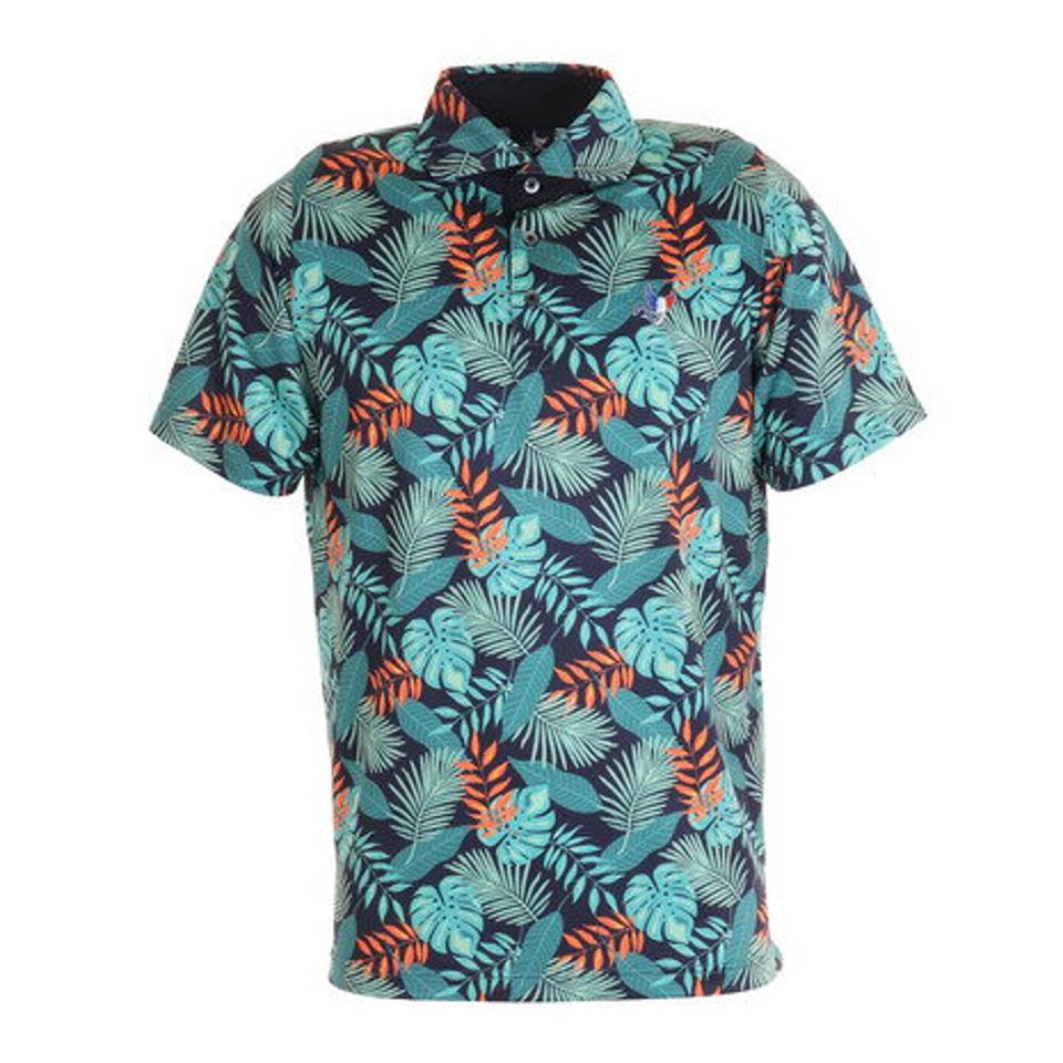 クランク（CLUNK）（メンズ） ゴルフウェア 冷感ボタニカル柄ポロシャツ CL5KTG10