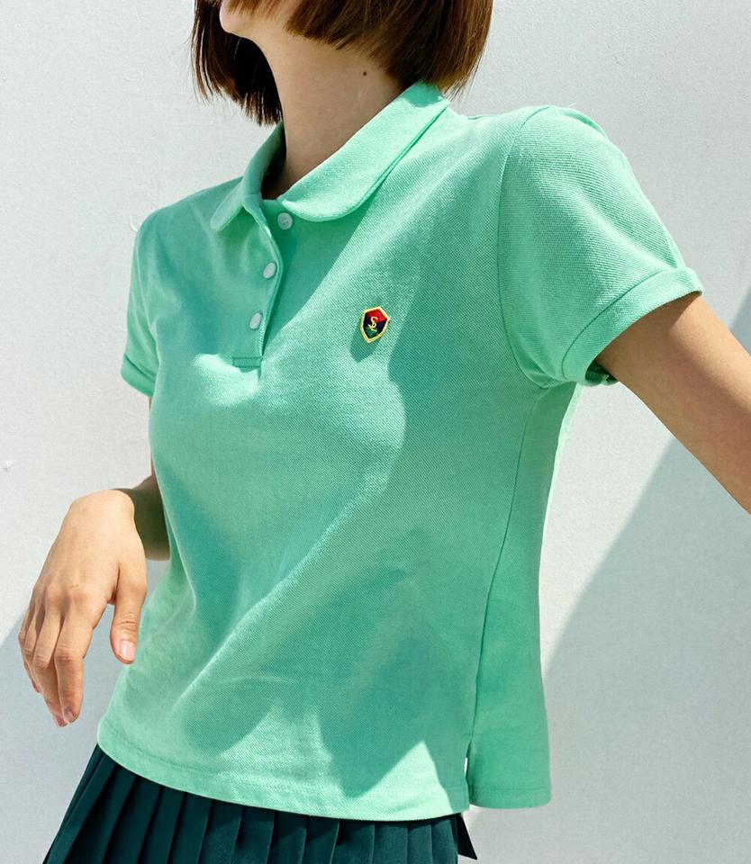 ロゴパッチポロカラーTシャツ・全4色・t02290 レディース 【tops】トップス Tシャツ 半袖 ワンポイント ポロ襟 ポロシャツ ハーフボタン 襟コン パッチ ロゴ シンプル カジュアル 衣装 黄緑 y2k 春 夏 韓国ファッション GOLFWEAR ゴルフウェア