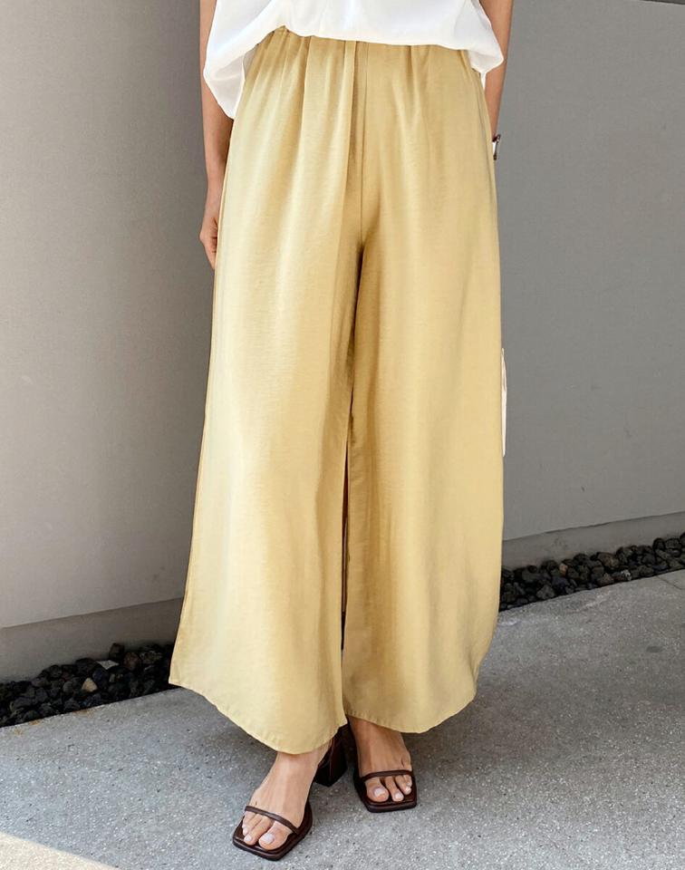 ウエストゴムフレアパンツ・全3色・b67445 レディース 【pt】パンツ ズボン ロングパンツ ワイドパンツ ウエストゴム フレア 単色 無地 シンプル ベーシック ラフ カジュアル 楽ちん ワンマイルウェア 春 夏 韓国ファッション