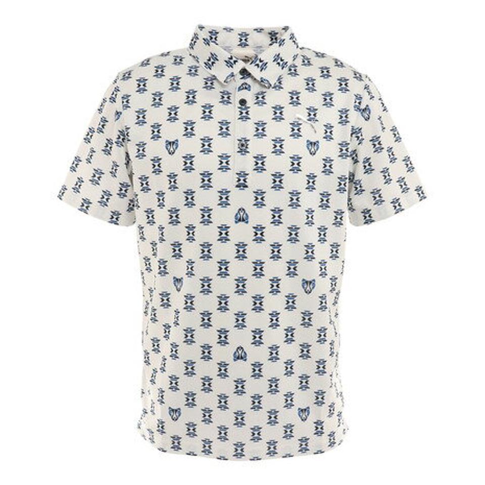プーマ（PUMA） ゴルフウェア 春夏 吸汗速乾 スタイリッシュ ダブルニット クラフテッド AOP 半袖ポロシャツ 930538-03 （メンズ）
