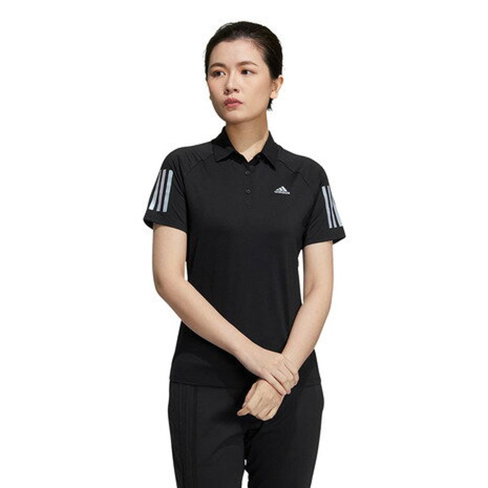 アディダス(adidas) ゴルフウェア ECO素材 スリーストライプス ストレッチボタンダウン半袖ポロシャツ VS980-HB3629BK (レディース)