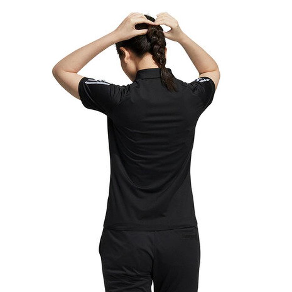 アディダス(adidas) ゴルフウェア ECO素材 スリーストライプス ストレッチボタンダウン半袖ポロシャツ VS980-HB3629BK (レディース)