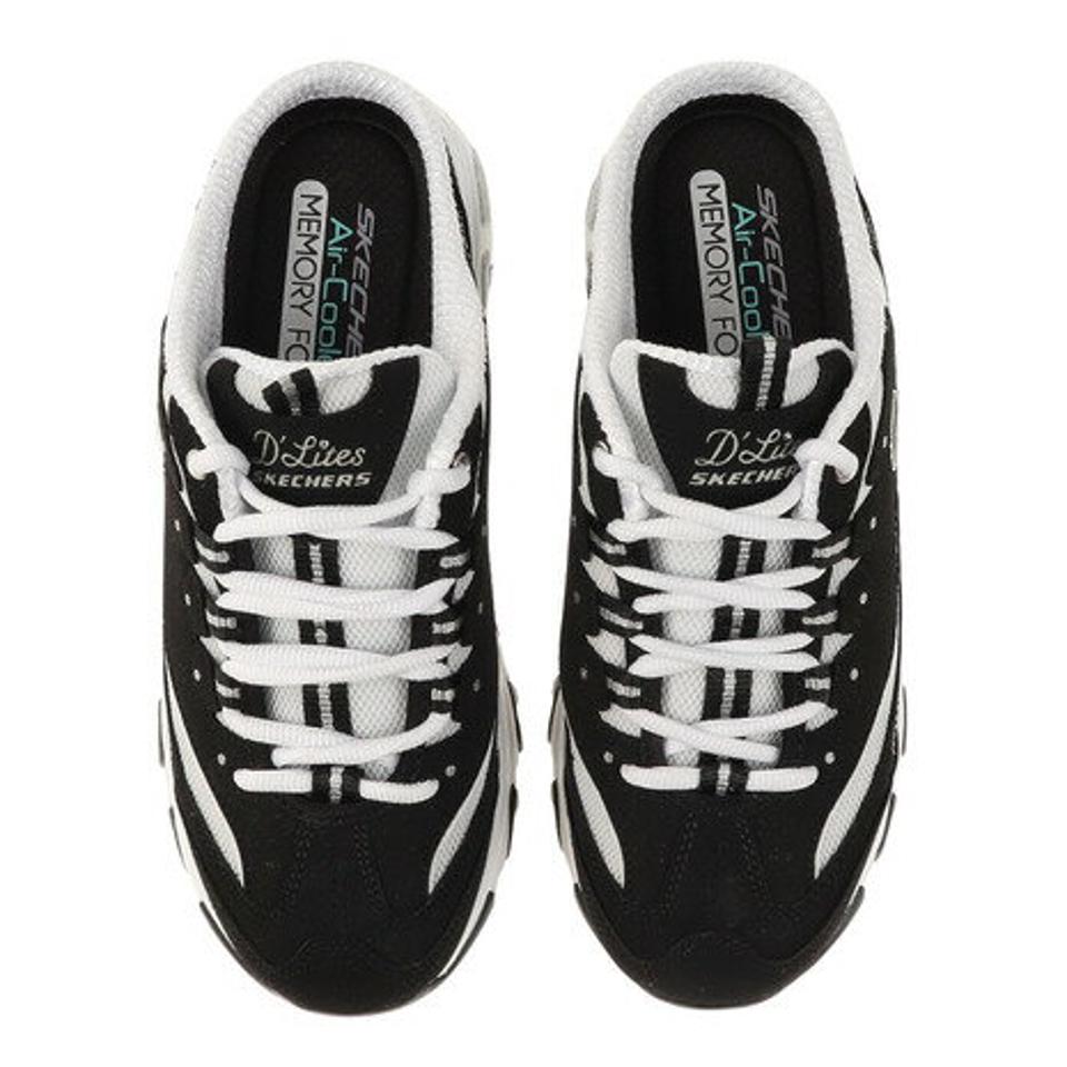 スケッチャーズ（SKECHERS）（レディース） スリッポン ディー ライト フル ブリス ブラック ホワイト かかと浅い クッション性 サボスタイル つっかけ