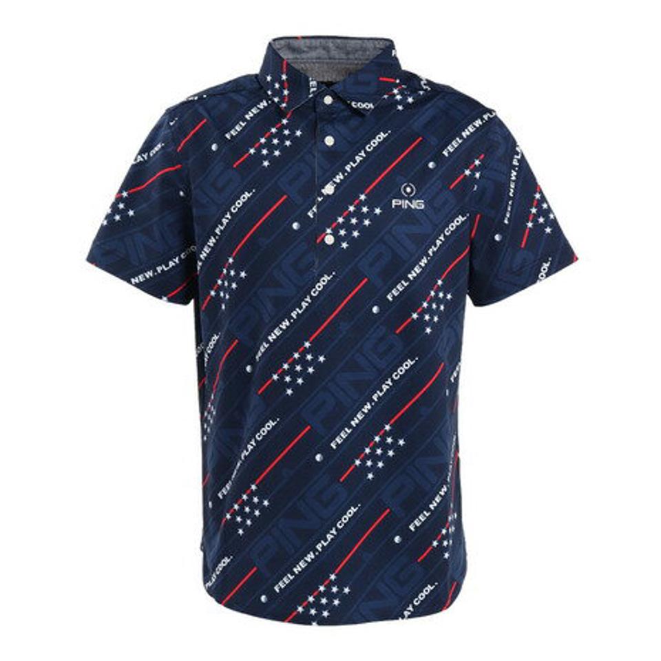ピン(PING) ゴルフウェア 吸汗速乾 ひんやり ドライポリエステル ストレッチ鹿の子 半袖ポロシャツ 621-2160401-120 (メンズ)