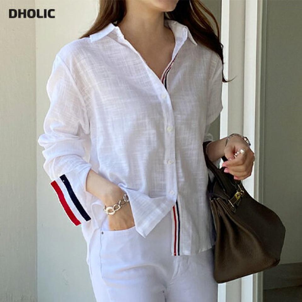 2TYPE配色シースルーシャツ・全3色・b72144 レディース 【bl】シャツ トップス 長袖 襟 ボタン 配色 柄 模様 ストライプ 無地 シースルー 爽やか 大人っぽ きれいめ カジュアル 薄手 ラフ 羽織り 羽織 韓国ファッション ハイホリHIHOLLI