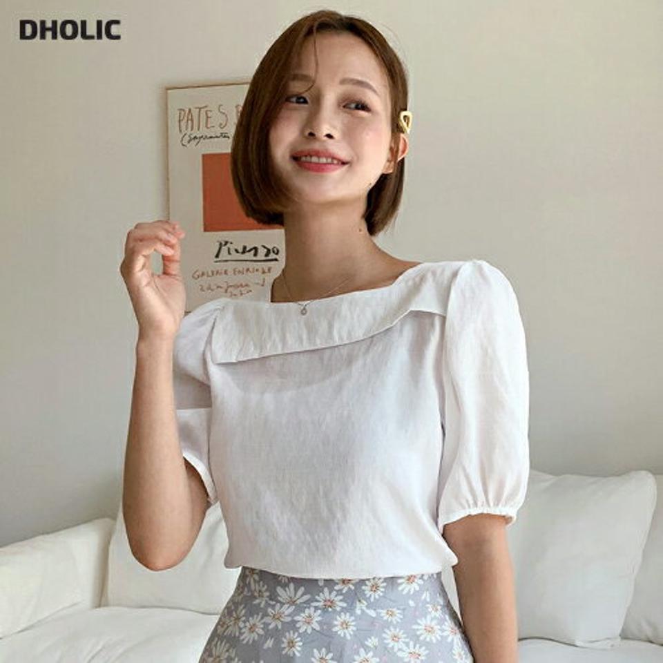 【10%OFF】スクエアパフブラウス・全4色・t00672 レディース 【bl】トップス ブラウス 半袖 ハーフスリーブ パフ袖 パフスリーブ スクエアネック フェミニン きれいめ 単色 無地 襟コン 大人 春 夏 韓国ファッション セール SALE