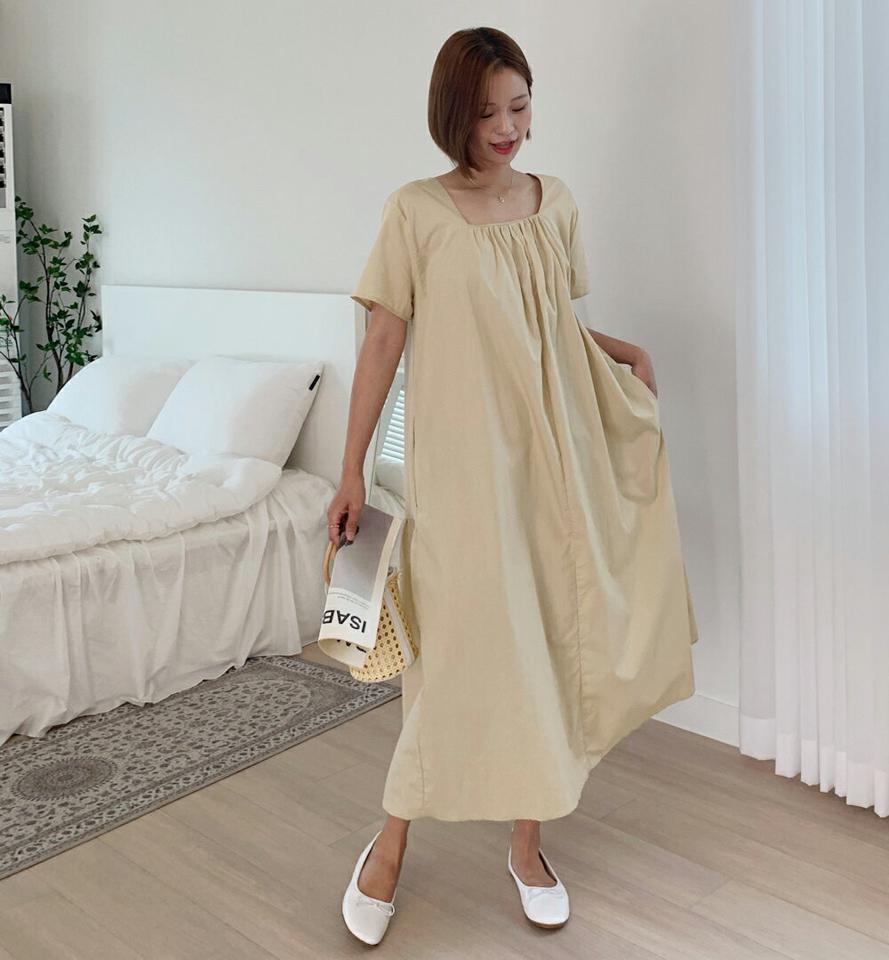 【10%OFF】ストラップ付2WAYティアードワンピース・全3色・t00671 レディース 【ops】ワンピース ロング丈 ロングワンピース 半袖 ティアード ギャザー スクエアネック 単色 無地 シンプル カジュアル ラフ 体型カバー パステル 水色 春 夏 韓国ファッション opsセール