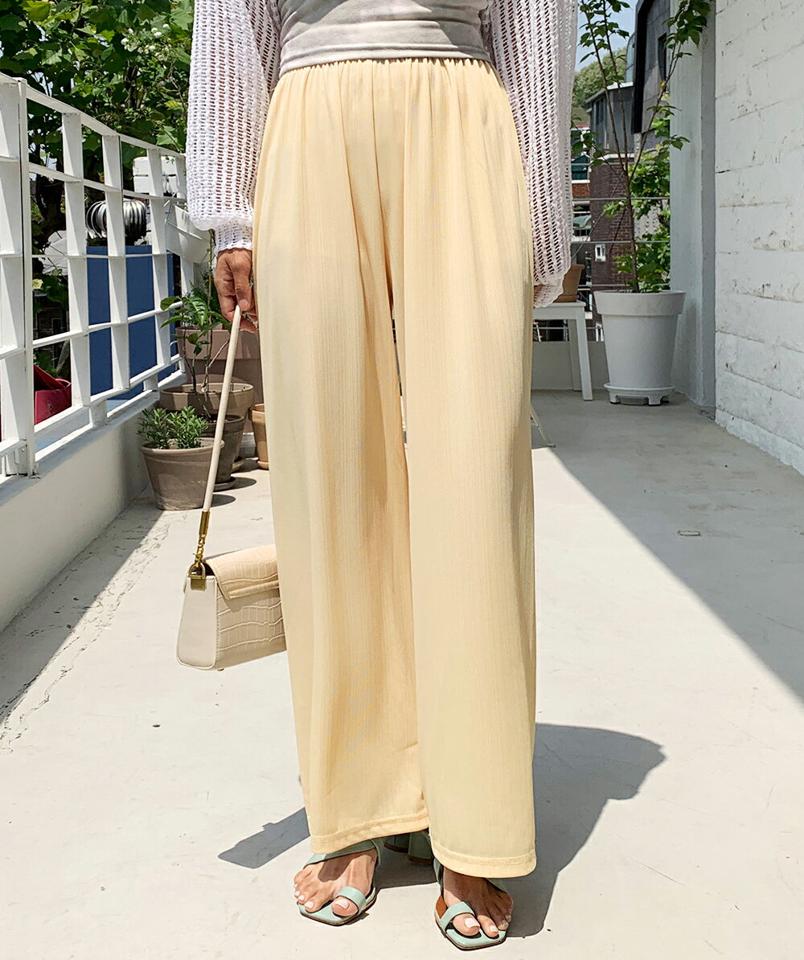 プリーツワイドパンツ・全7色・t00680 レディース 【pt】パンツ ズボン ロングパンツ ワイドパンツ プリーツ 単色 無地 シンプル ラフ カジュアル 楽ちん ストレート ハイウエスト ウエストゴム 黄緑 パステル カラーパンツ 春 夏 韓国ファッション