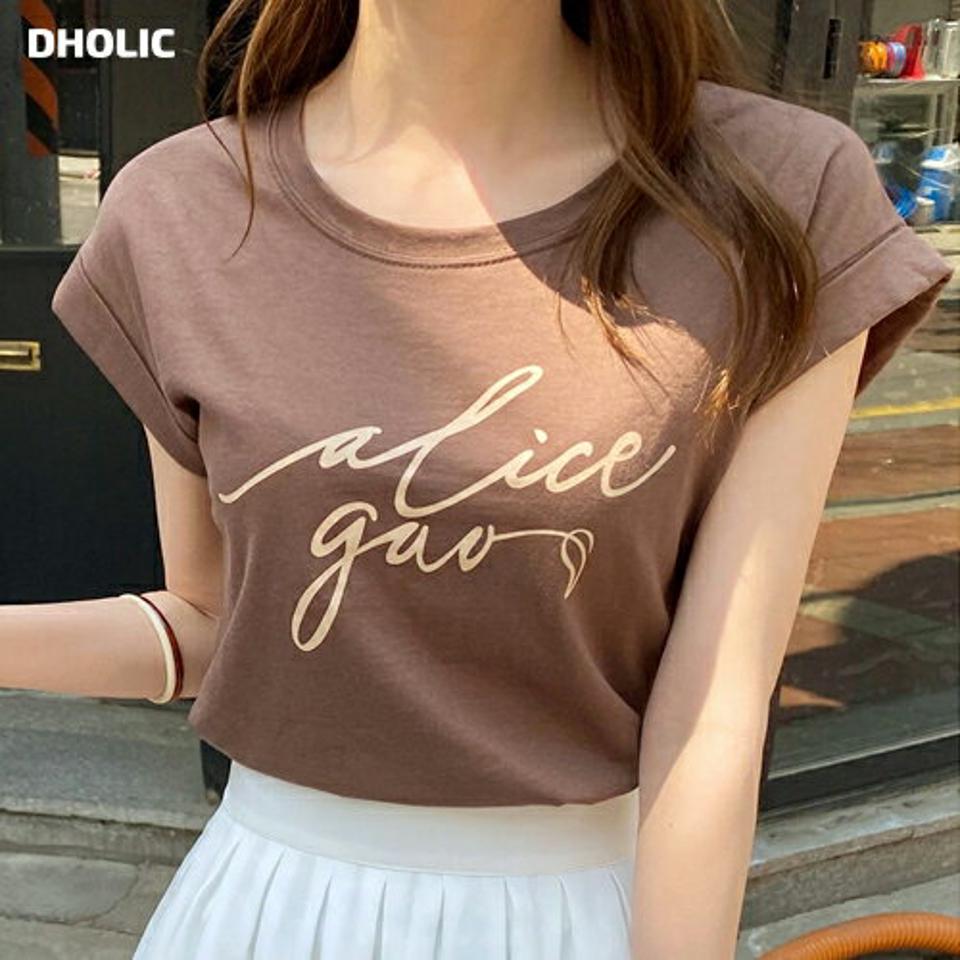 ≪人気商品再入荷≫ロールアップスリーブレタリングTシャツ・全4色・b72143 レディース 【tops】トップス 半袖 ロールアップ Tシャツ ロゴ レタリング 柄 春 夏 カジュアル パステル 綿 コットン 韓国ファッション ハイホリHIHOLLI