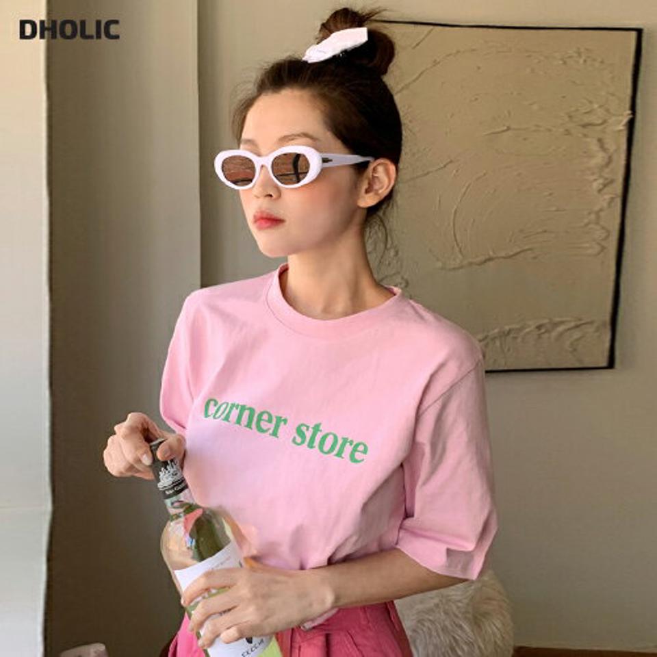 corner storeレタリング半袖Tシャツ・全4色・b67122 レディース 【tops】トップス Tシャツ 半袖 ハーフスリーブ ロゴT ロゴ レタリング カジュアル シンプル ラフ ピンク パステル ラウンドネック 韓スト 春 夏 韓国ファッション