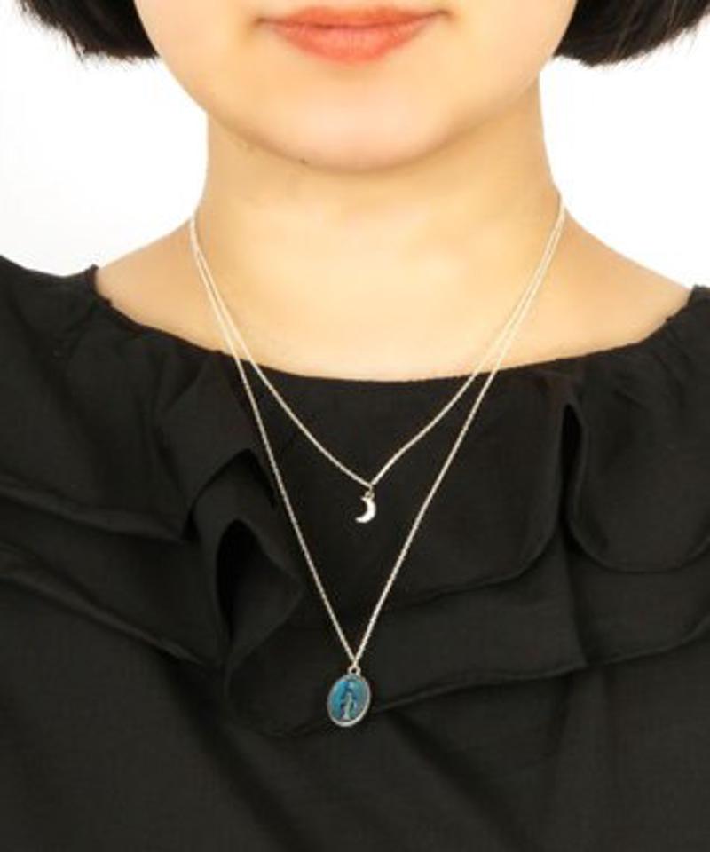 【奇跡のメダイ】メダイ×月ガラスチャーム二連ネックレス（スターリングシルバー）