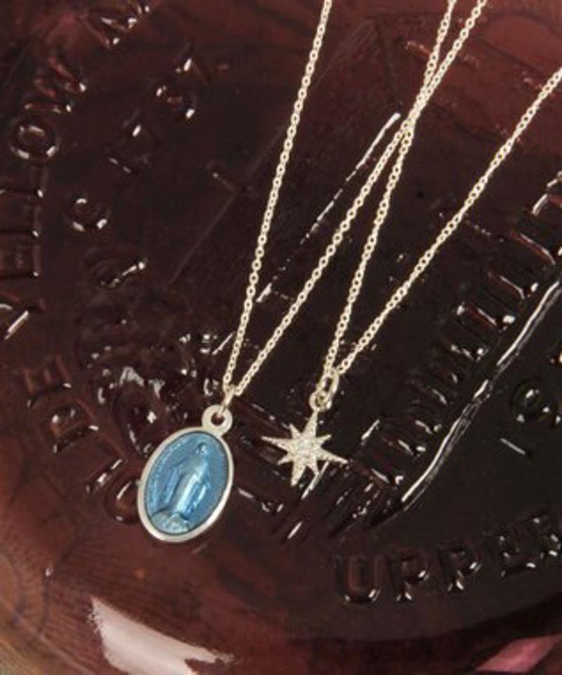 【奇跡のメダイ】メダイ×八芒星ガラスチャーム二連ネックレス（スターリングシルバー）