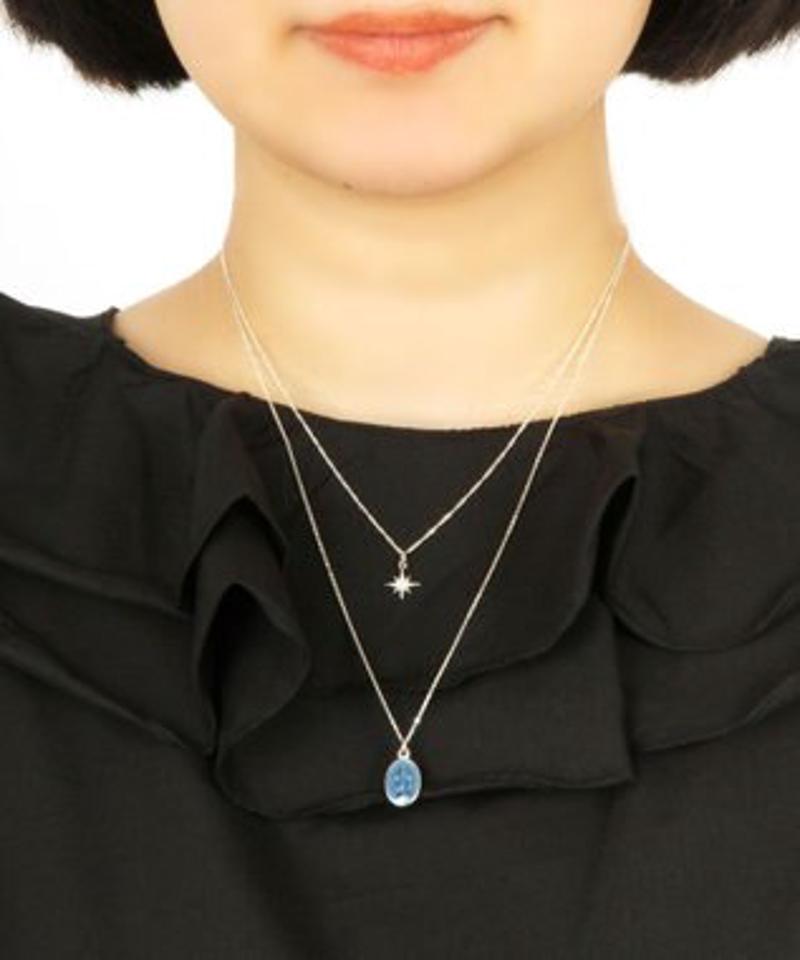 【奇跡のメダイ】メダイ×八芒星ガラスチャーム二連ネックレス（スターリングシルバー）