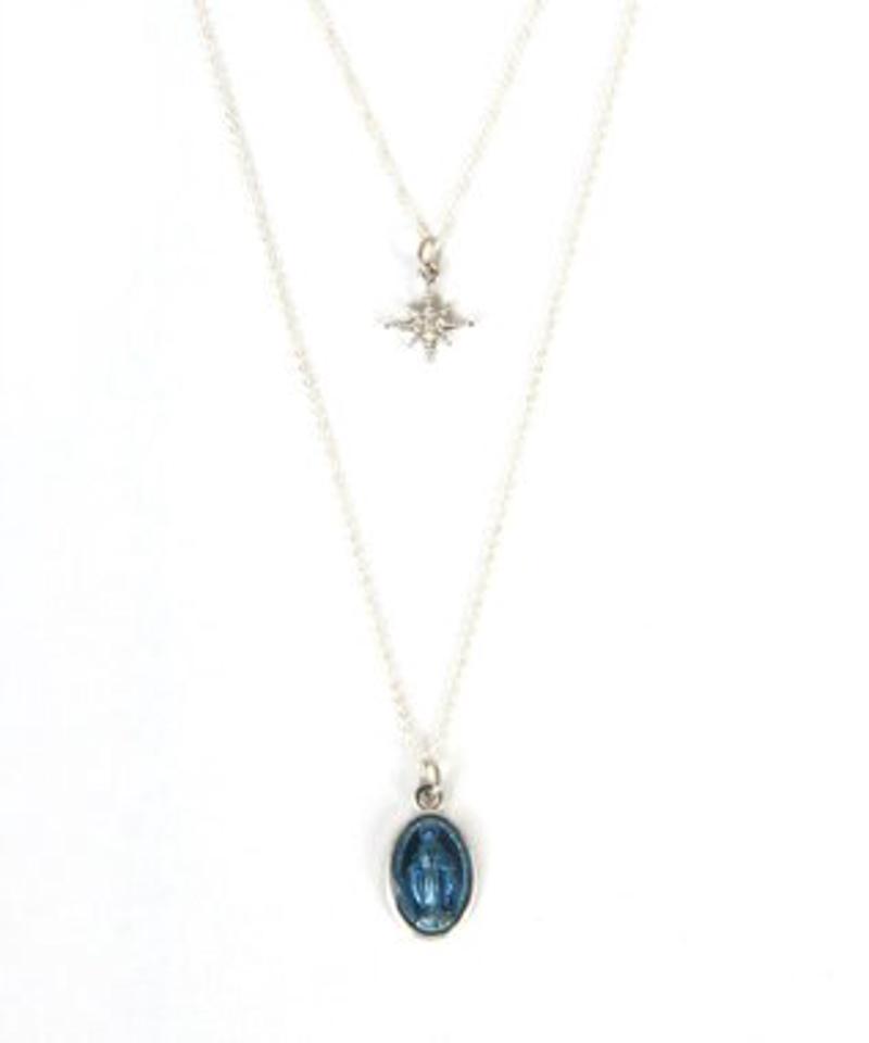 【奇跡のメダイ】メダイ×八芒星ガラスチャーム二連ネックレス（スターリングシルバー）