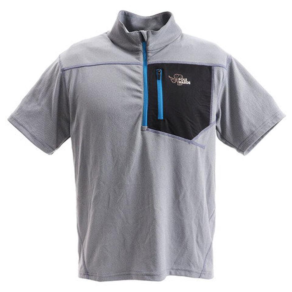 POLEWARDS(メンズ)パフォーマンスジップ 半袖ポロシャツ PW27JA29MGRY グレー