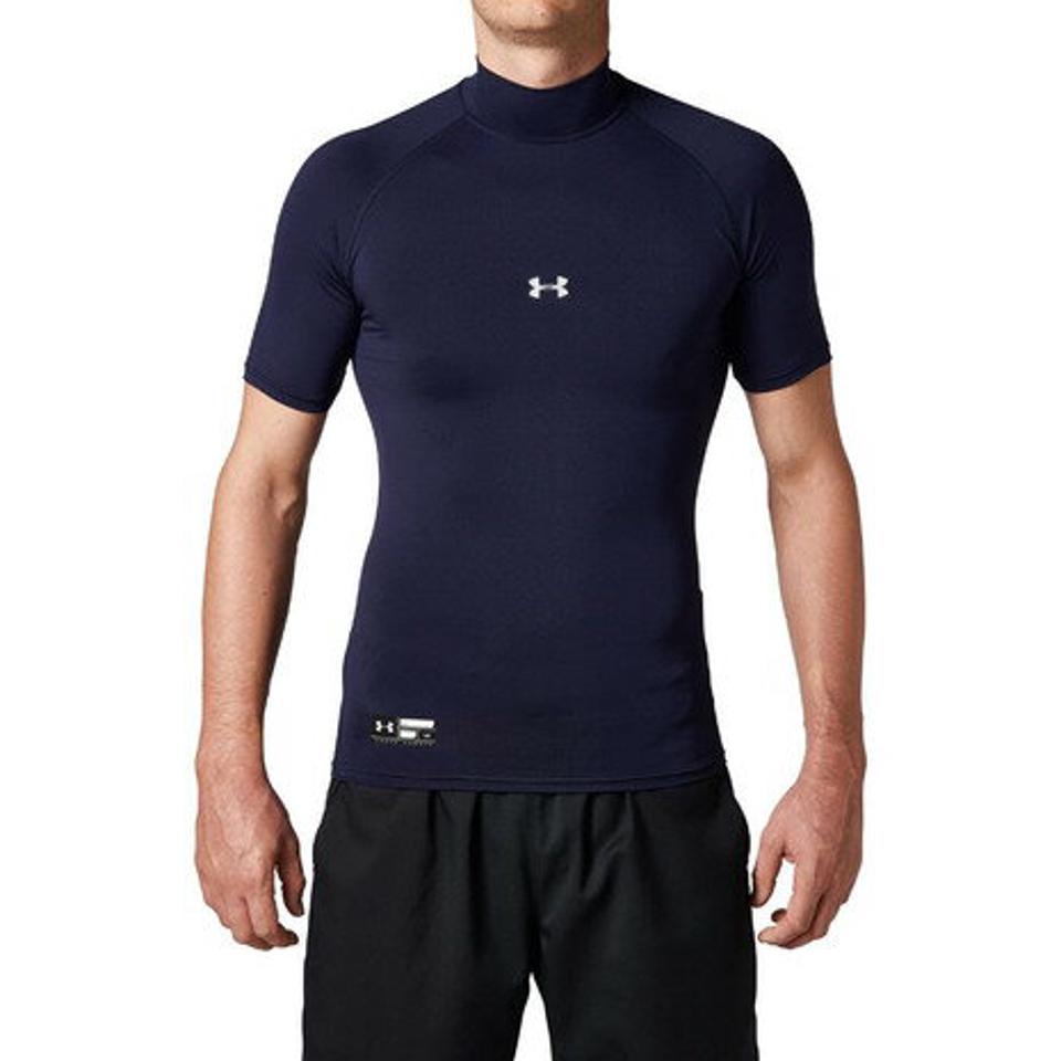 アンダーアーマー(UNDER ARMOUR)(メンズ)野球 アンダーシャツ 半袖 ヒートギア アーマーコンプレッション モック 1313256 MDN BB ネイビー
