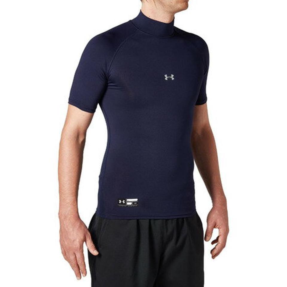 アンダーアーマー(UNDER ARMOUR)(メンズ)野球 アンダーシャツ 半袖 ヒートギア アーマーコンプレッション モック 1313256 MDN BB ネイビー