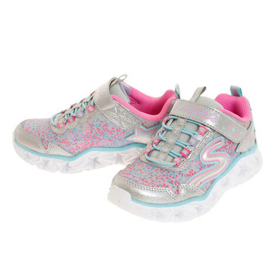 スケッチャーズ（SKECHERS） スニーカー ジュニア ギャラクシー ライツ 10920L-SMLT シルバー ベルクロ 紐なし （キッズ）