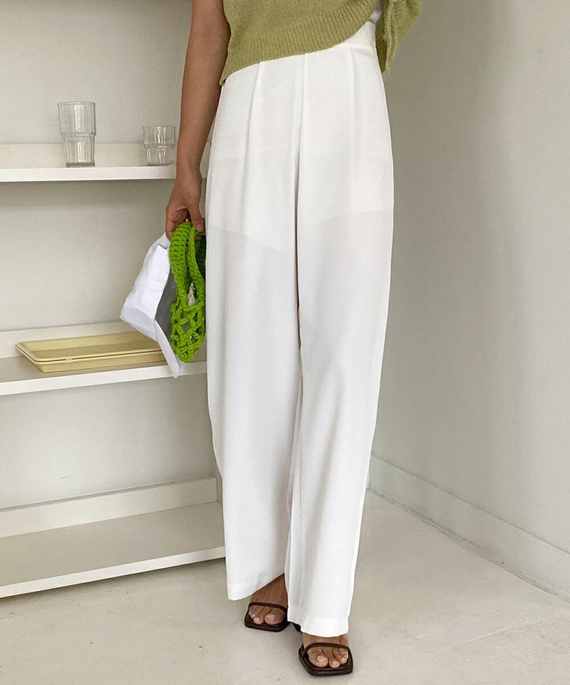 ワンタックワイドスラックス・全4色・t66726 レディース 【pt】スラックス パンツ ズボン ロングパンツ ワイドパンツ タック 単色 無地 シンプル ベーシック 大人 オフィスカジュアル ストレート ハイウエスト カラーパンツ 春 夏 秋 韓国ファッション