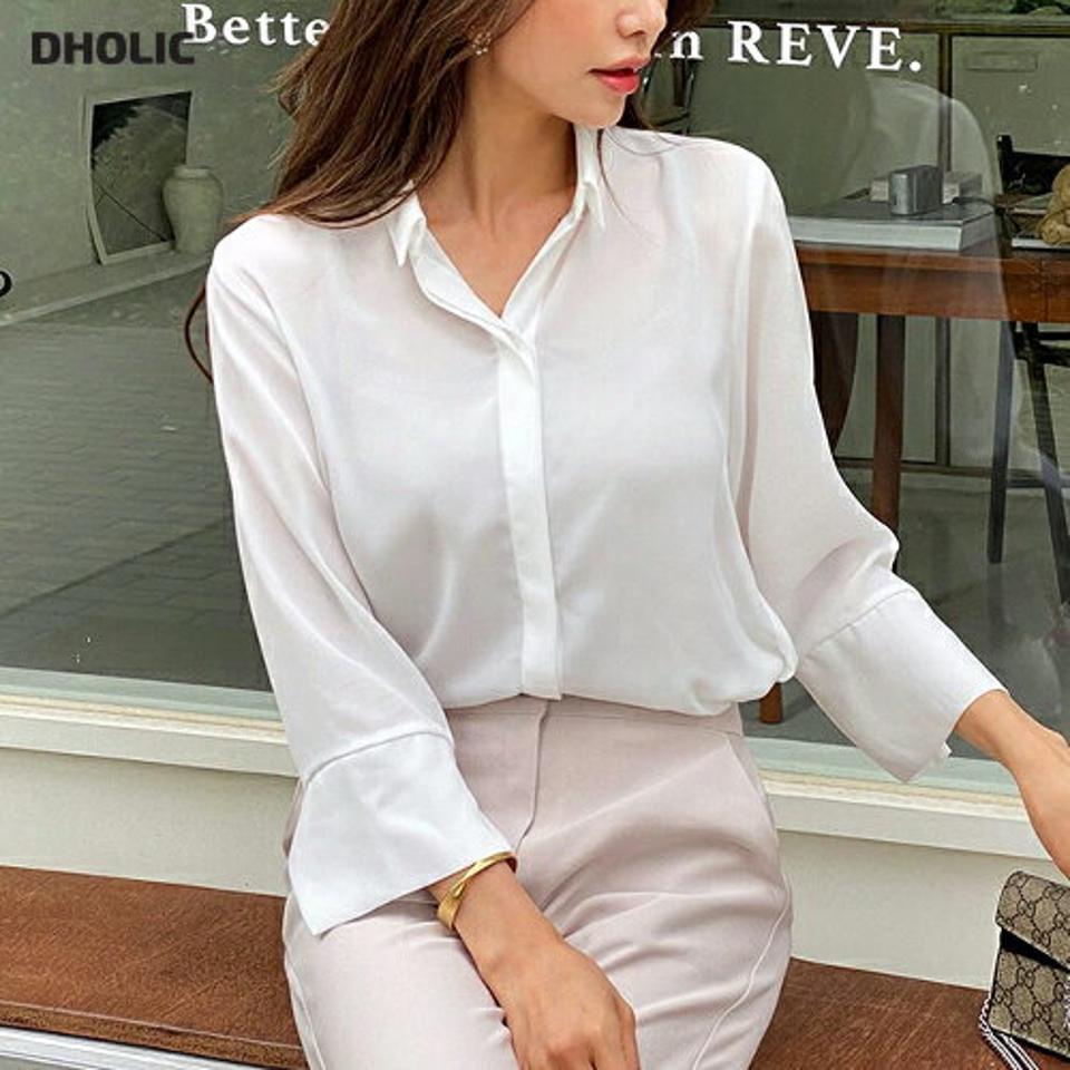 7分袖シフォンシャツ・全3色・b67517 レディース 【bl】トップス シャツ 七分袖 七分丈 7分丈 シフォン シアー フェミニン カフス 単色 無地 シンプル きれいめ 開襟 大人 オフィスカジュアル 会社 春 夏 秋 韓国ファッション