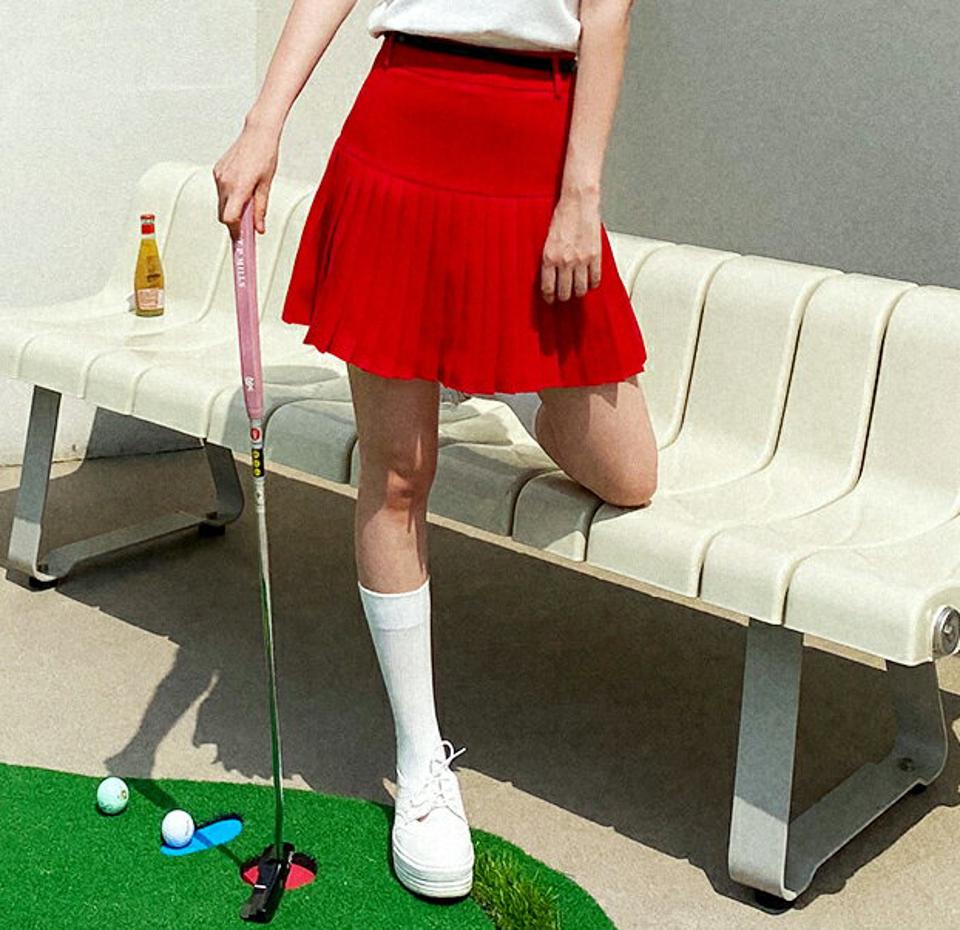 パンツ裏地プリーツヘムスカート・全3色・b02343 レディース 【sk】スカート ミニスカート ショート丈 プリーツ ガーリー キュロット ショートパンツ 単色 ベルトループ フレア テニス 春 夏 韓国ファッション GOLFWEAR ゴルフウェア