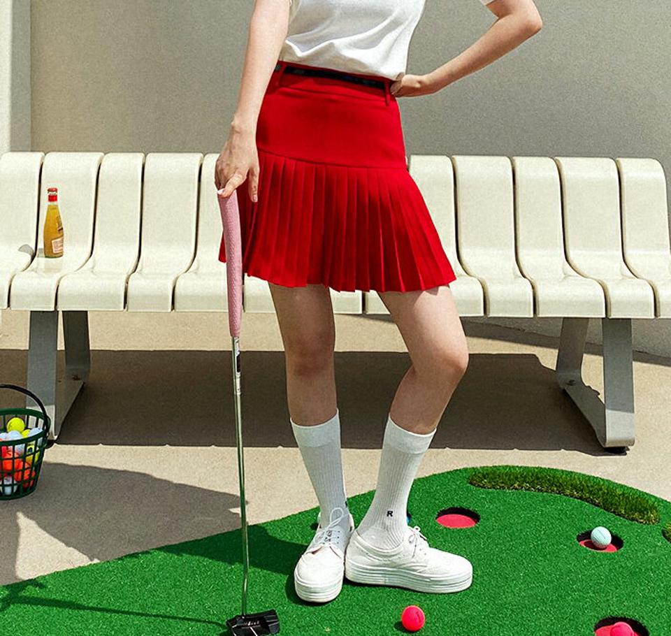 パンツ裏地プリーツヘムスカート・全3色・b02343 レディース 【sk】スカート ミニスカート ショート丈 プリーツ ガーリー キュロット ショートパンツ 単色 ベルトループ フレア テニス 春 夏 韓国ファッション GOLFWEAR ゴルフウェア
