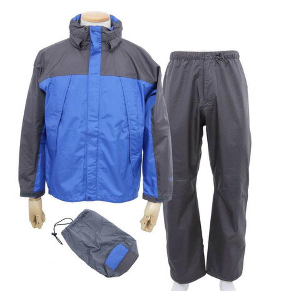 ホールアース(Whole Earth) 3レイヤー レインスーツ 上下 ロイヤルブルー WEMO16S0047 BLU レインウェア 防水 アウトドア キャンプ 登山 雨具 青 (メンズ)
