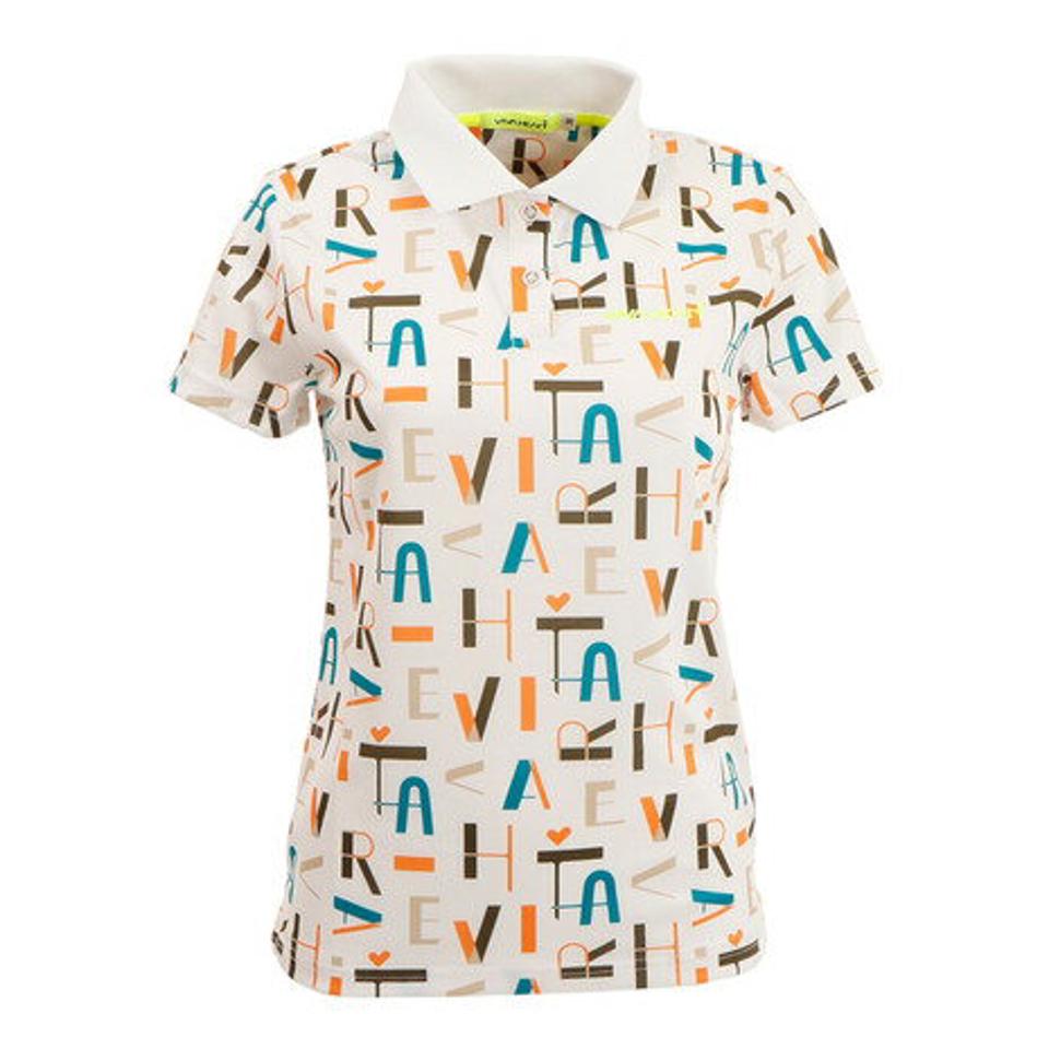 ビバハート(VIVA HEART) ゴルフウェア 吸汗速乾 ドライ 快適♪ テクスチャード タイポプリント 半袖ポロシャツ 012-26340-035 (レディース)