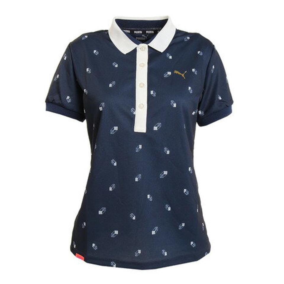 プーマ(PUMA) ゴルフウェア 吸汗速乾 ドライ 快適♪ 3Dロゴ AOP 半袖ポロシャツ 930561-02 (レディース)