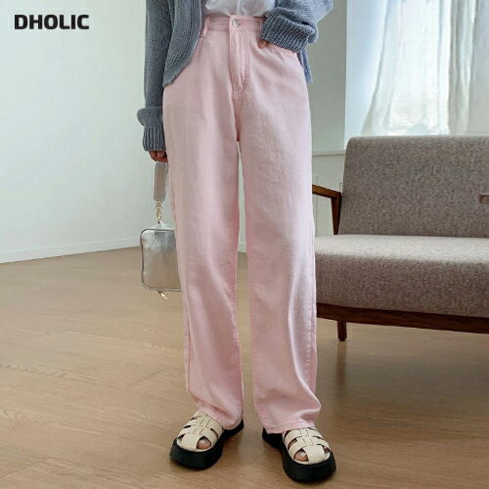 コットンワイドパンツ・全4色・t01015 レディース 【pt】パンツ ズボン ロングパンツ コットン 綿 ワイドパンツ 単色 無地 シンプル ベーシック カジュアル ストレート ハイウエスト ピンク パステル カラーパンツ 春 夏 韓国ファッション