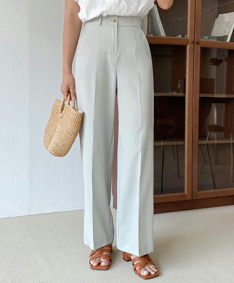 セミワイドスラックス・全3色・t01019 レディース 【pt】スラックス パンツ ズボン ロングパンツ ワイドパンツ 単色 無地 シンプル ベーシック 大人 きれいめ オフィスカジュアル カラーパンツ パステル ハイウエスト 春 夏 韓国ファッション