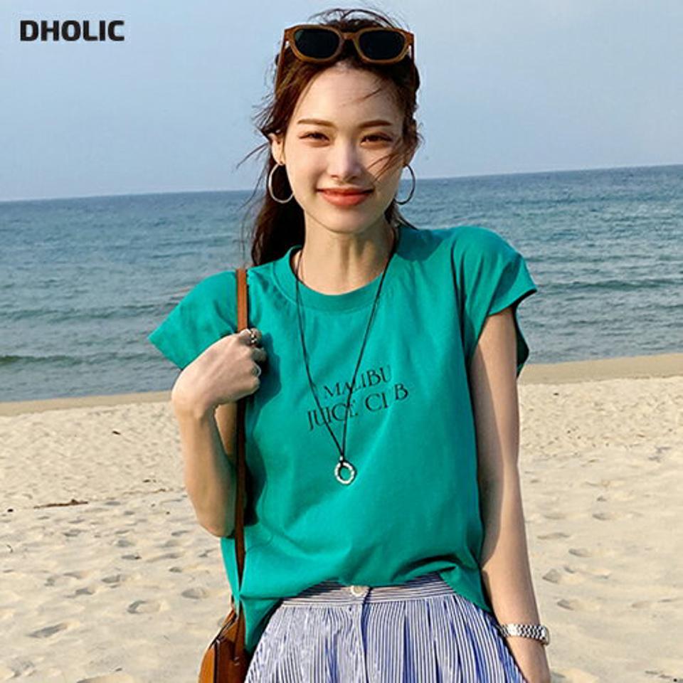 ルーズフィットレタリングフレンチスリーブTシャツ・全4色・t72146 レディース 【tops】トップス Tシャツ ロゴ レタリング ロゴT フレンチスリーブ 半袖 綿 コットン ロング丈 春 夏 カジュアル 大人 緑 韓国ファッション ハイホリHIHOL