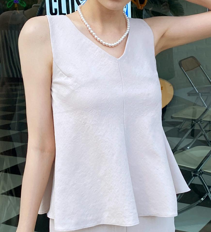 Vネックフレアノースリーブ&スラックスSET・全3色・t72160 レディース 【pt】セットアップ セット setup スリーブレス パンツ ロング丈 単色 シンプル ベーシック スラックス トップス ノースリーブ 鎖骨 お腹カバー 春 夏 韓国ファッション ハイホリHIHOLLI