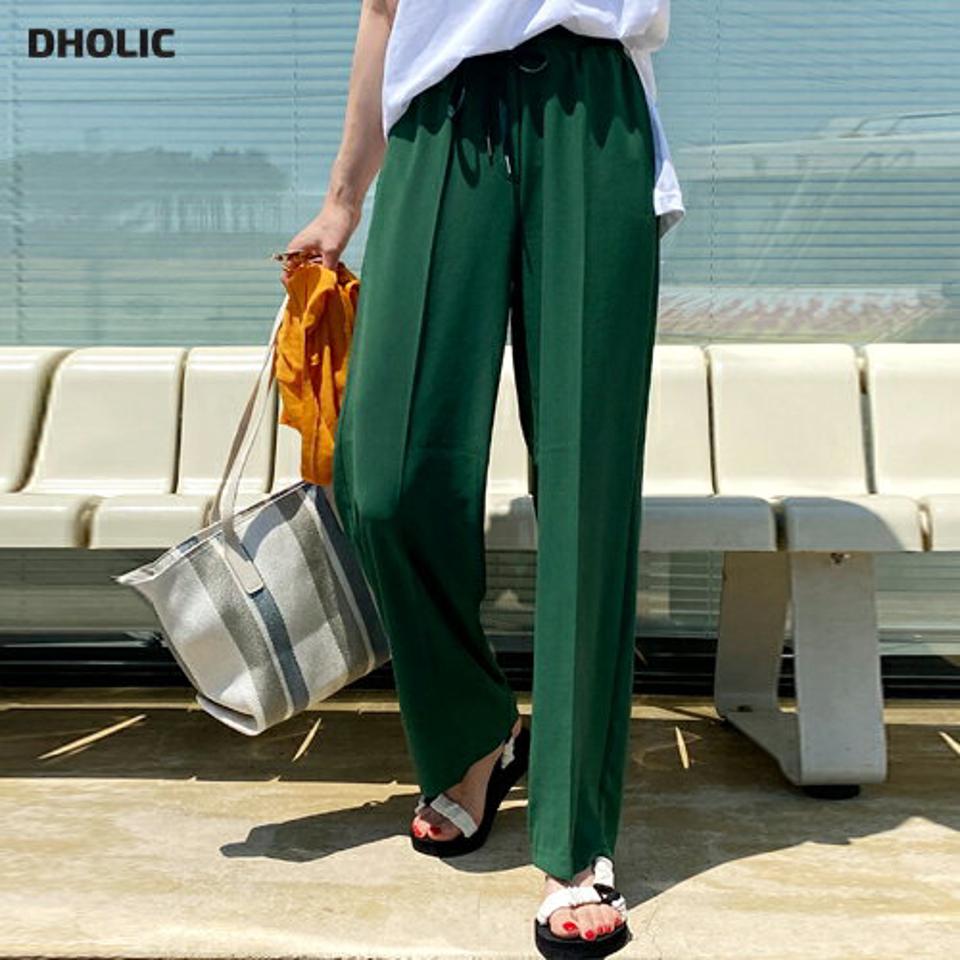 ≪人気商品再入荷≫ウエストゴムストリングパンツ・全3色・t72166 レディース 【pt】パンツ カラーパンツ ロング丈 無地 シンプル ベーシック ウエストゴム ストリング 体型カバー 春 夏 緑 カジュアル ストレート 大人 韓国ファッション ハイホリHIHOLLI 人気 ボトムス