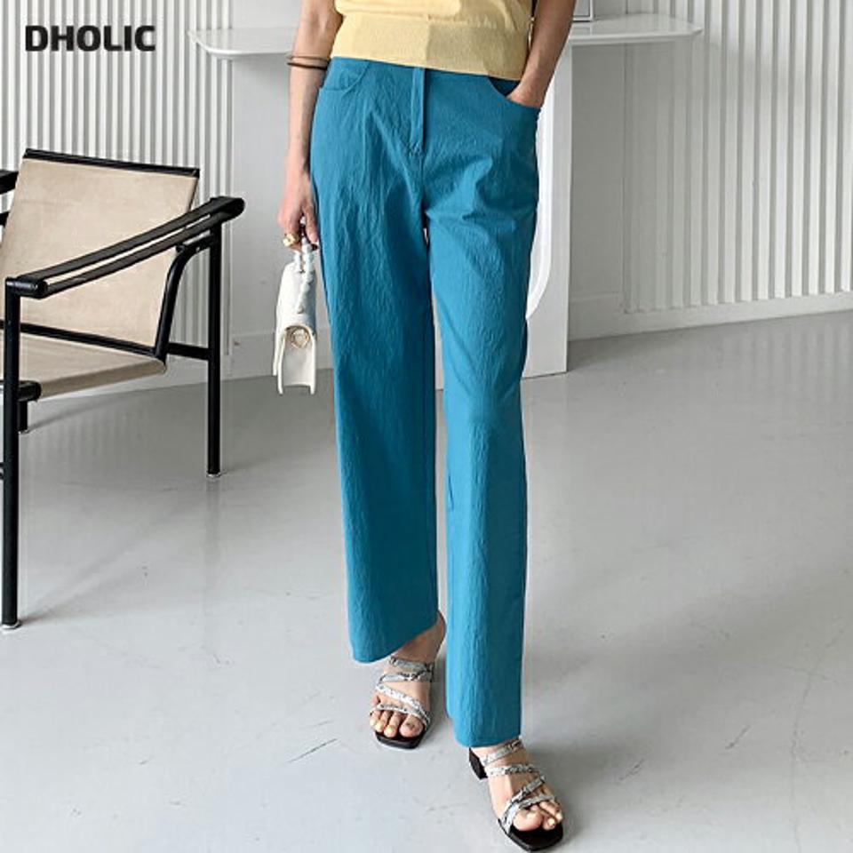 ワイドスラックス・全3色・t72457 レディース 【pt】スラックス パンツ ロング丈 単色 無地 シンプル ベーシック ワイド ナチュラル 体型カバー ダーツ ハイウエスト 春 夏 カジュアル ストレート カラーパンツ 水色 韓国ファッション ハイホリHIHOLLI
