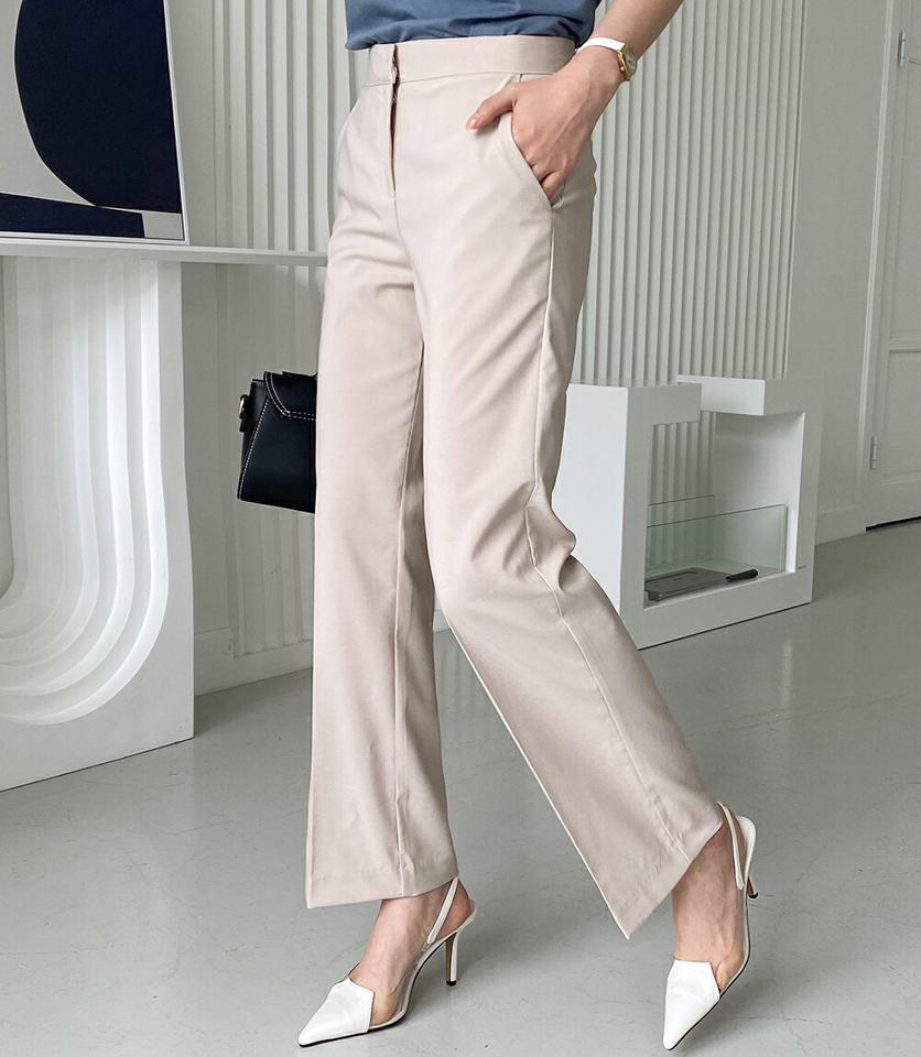 ストレートスラックス・全4色・t72403 レディース 【pt】パンツ スラックス ロング丈 単色 シンプル 無地 ベーシック ストレート ダーツ 春 夏 オフィスカジュアル 大人っぽ きれいめ 爽やか 韓国ファッション ハイホリHIHOLLI