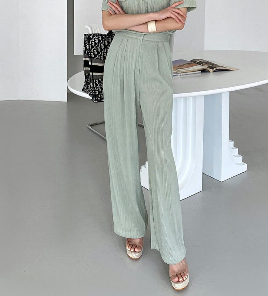 プリーツワイドスラックス・全3色・t72400 レディース 【pt】スラックス パンツ ロング丈 単色 プリーツ ワイド 楽ちん ゆったり 体型カバー ハイウエスト プリーツパンツ パステル 春 夏 カジュアル 大人っぽ 韓国ファッション ハイホリHIHOLLI