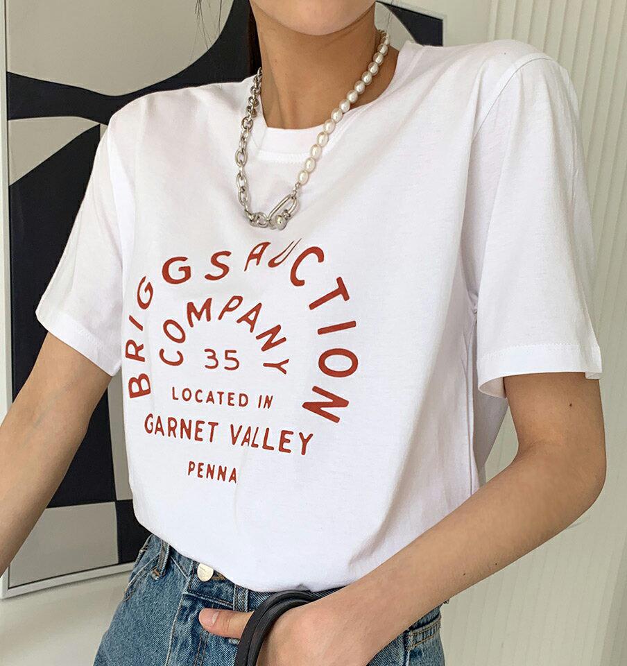 レタリングカラーTシャツ・全3色・t72385 レディース 【tops】トップス 半袖 Tシャツ 柄 模様 ロゴ ロゴT ラフ レタリング パステル 綿 コットン シンプル ベーシック 春 夏 黄色 フェイクパール 韓国ファッション ハイホリHIHOLLI