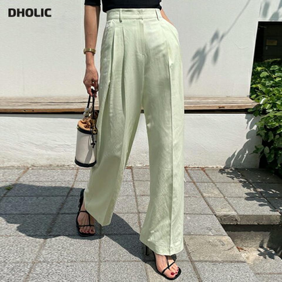 リネン混ワイドスラックス・全4色・b67162 レディース 【pt】パンツ ズボン スラックス ロングパンツ ワイドパンツ リネン 無地 シンプル ベーシック オフィスカジュアル パステル ハイウエスト ベルトループ カラーパンツ 春 夏 韓国ファッション